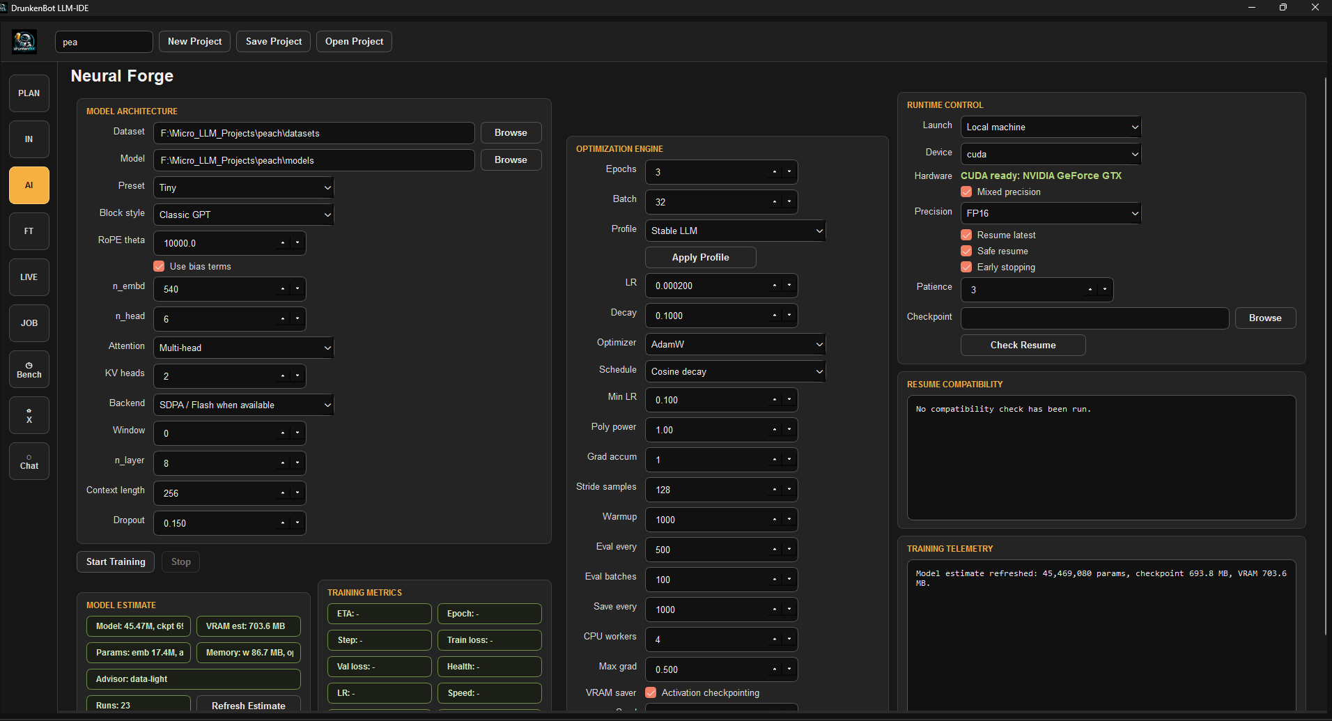 LLM-IDE Neural Forge tab