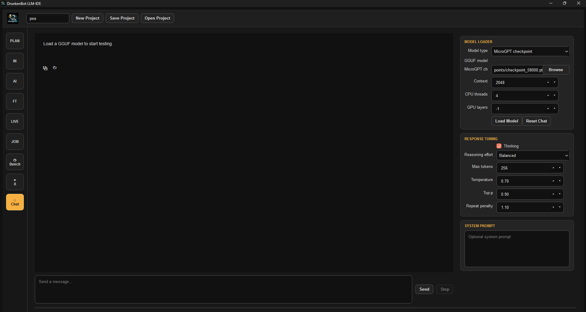 LLM-IDE Chat tab